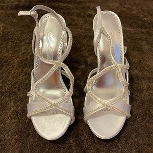Heels from David’s Bridal. Dyeable. Silver. 7.5. Never worn.